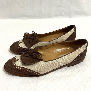 Fratelli Rossetti Women’s Loafers Brown and Cream Leather Tie Accent Size 10